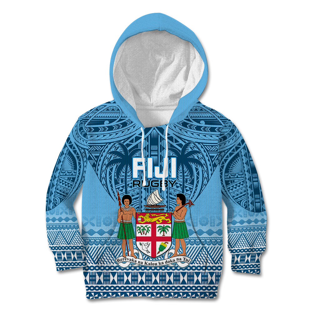 Custom Fiji Rugby Kid Hoodie Fijian Go 2023 World Cup LT01 Blue - Polynesian Pride