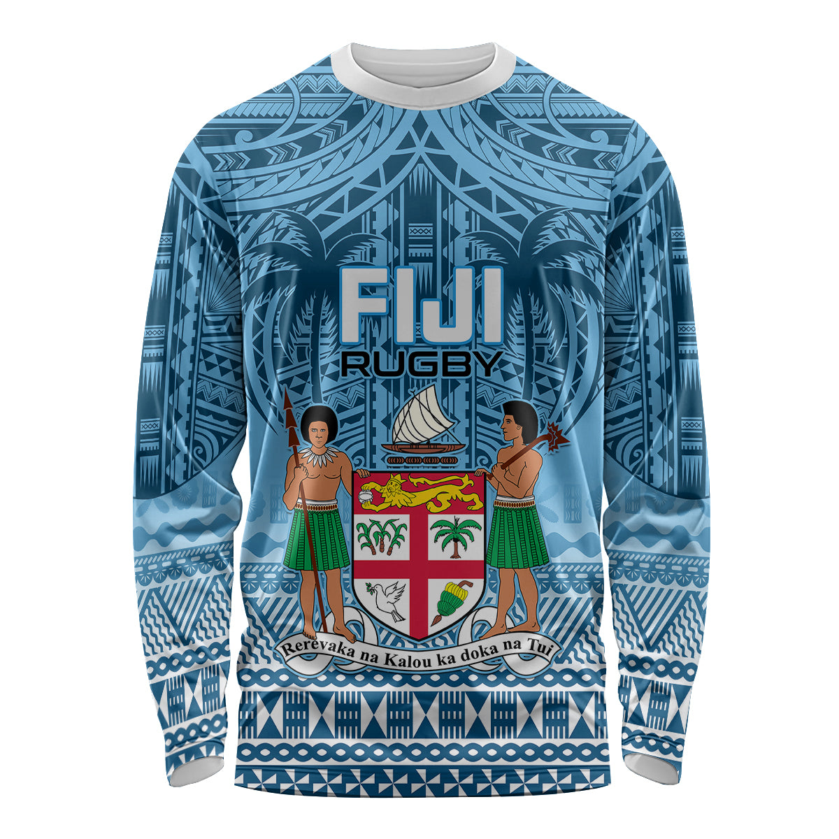 Custom Fiji Rugby Long Sleeve Shirt Fijian Go 2023 World Cup LT01 Unisex Blue - Polynesian Pride