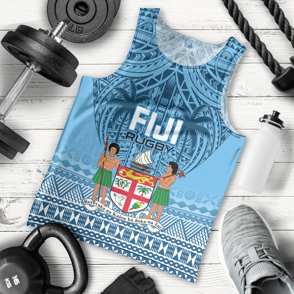 Custom Fiji Rugby Men Tank Top Fijian Go 2023 World Cup LT01 Blue - Polynesian Pride