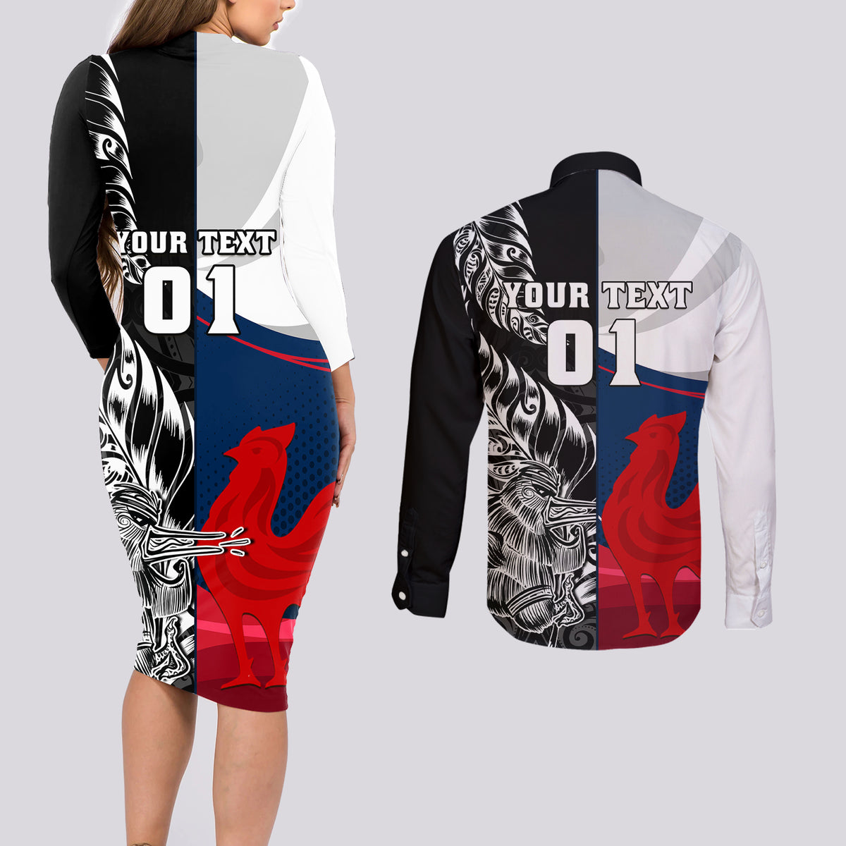 custom-new-zealand-and-france-rugby-couples-matching-long-sleeve-bodycon-dress-and-long-sleeve-button-shirts-xv-de-france-kiwi-silver-fern-2023-world-cup