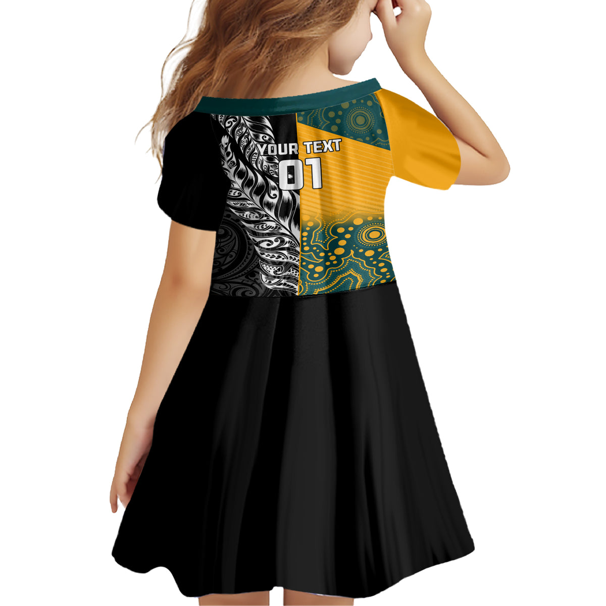 custom-new-zealand-and-ausrtralia-rugby-family-matching-short-sleeve-bodycon-dress-and-hawaiian-shirt-wallabies-kiwi-silver-fern-2023-world-cup