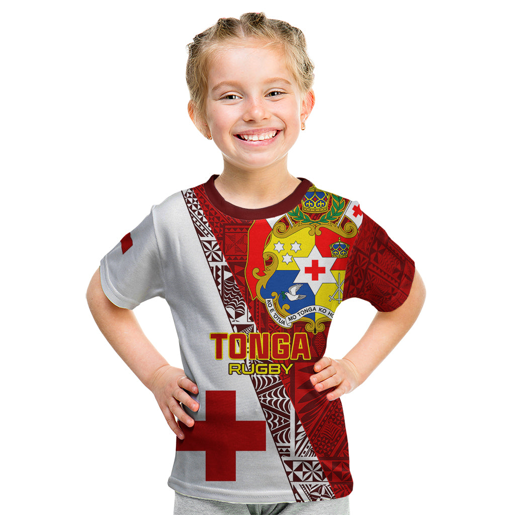 Tonga Rugby Kid T Shirt Tongan Go 2023 World Cup LT01 Red - Polynesian Pride