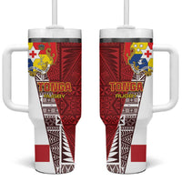Tonga Rugby Tumbler With Handle Go Tongan LT01 One Size: 40 oz Red - Polynesian Pride