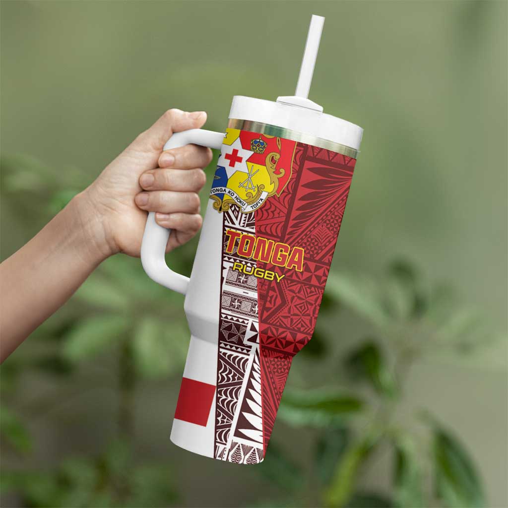 Tonga Rugby Tumbler With Handle Go Tongan LT01 - Polynesian Pride