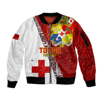 Custom Tonga Rugby Sleeve Zip Bomber Jacket Tongan Go 2023 World Cup LT01 Unisex Red - Polynesian Pride