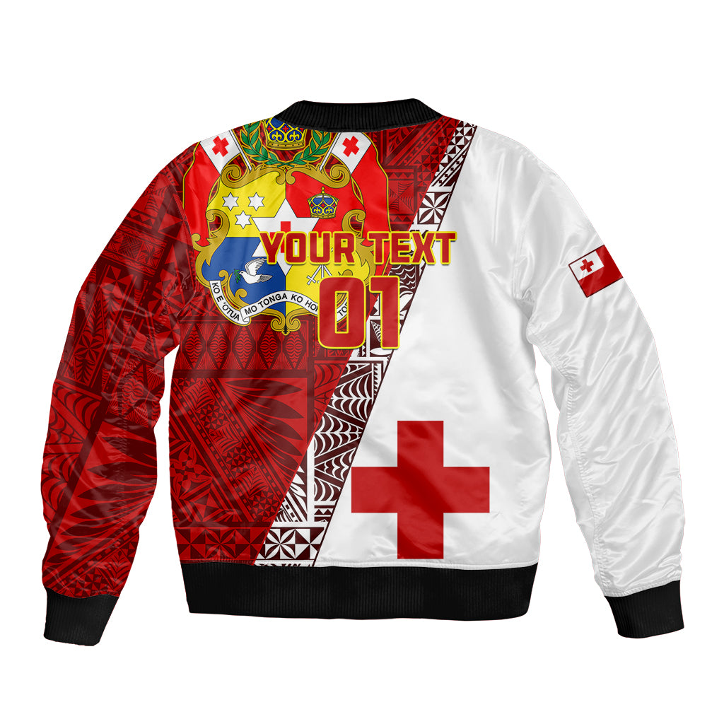 Custom Tonga Rugby Sleeve Zip Bomber Jacket Tongan Go 2023 World Cup LT01 - Polynesian Pride