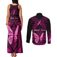 personalised-pink-out-couples-matching-tank-maxi-dress-and-long-sleeve-button-shirts-breast-cancer-awareness-polynesian-pattern-black-version