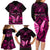 personalised-pink-out-family-matching-long-sleeve-bodycon-dress-and-hawaiian-shirt-breast-cancer-awareness-polynesian-pattern-black-version