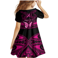 Personalised Pink Out Family Matching Mermaid Dress and Hawaiian Shirt Breast Cancer Awareness Polynesian Pattern Black Version LT01 - Polynesian Pride