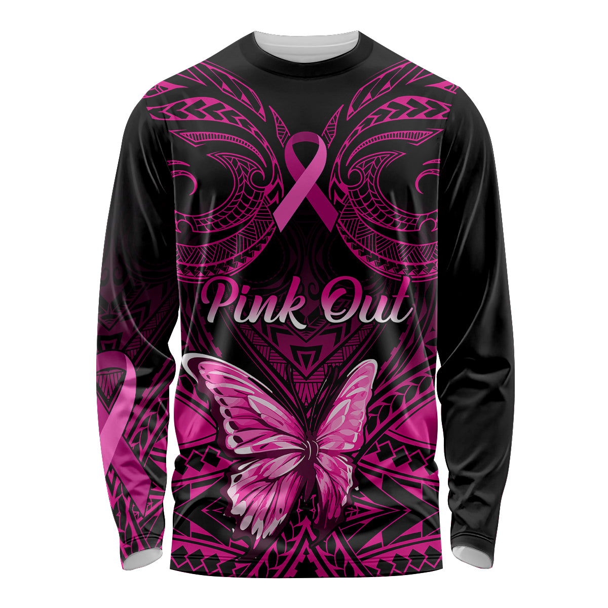 personalised-pink-out-long-sleeve-shirt-breast-cancer-awareness-polynesian-pattern-black-version