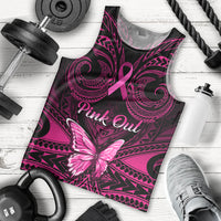 Personalised Pink Out Men Tank Top Breast Cancer Awareness Polynesian Pattern Black Version LT01 Black - Polynesian Pride