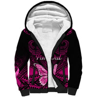 Personalised Pink Out Sherpa Hoodie Breast Cancer Awareness Polynesian Pattern Black Version LT01 Unisex Black - Polynesian Pride