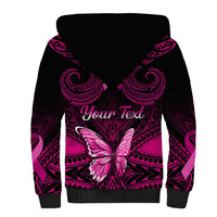 Personalised Pink Out Sherpa Hoodie Breast Cancer Awareness Polynesian Pattern Black Version LT01 - Polynesian Pride