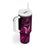 Personalised Pink Out Tumbler With Handle Breast Cancer Awareness Polynesian Pattern Black Version