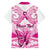 personalised-pink-out-family-matching-long-sleeve-bodycon-dress-and-hawaiian-shirt-breast-cancer-awareness-polynesian-pattern-white-version