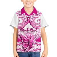 Personalised Pink Out Hawaiian Shirt Breast Cancer Awareness Polynesian Pattern White Version LT01 - Polynesian Pride