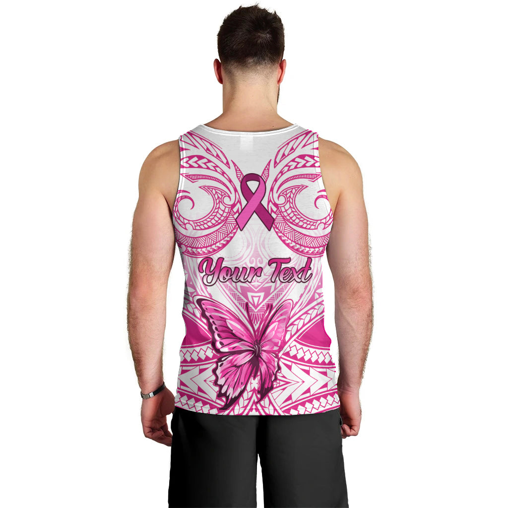Personalised Pink Out Men Tank Top Breast Cancer Awareness Polynesian Pattern White Version LT01 - Polynesian Pride