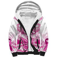 Personalised Pink Out Sherpa Hoodie Breast Cancer Awareness Polynesian Pattern White Version LT01 Unisex White - Polynesian Pride