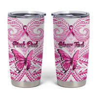 Personalised Pink Out Tumbler Cup Breast Cancer Awareness Polynesian Pattern White Version LT01 Pink - Polynesian Pride