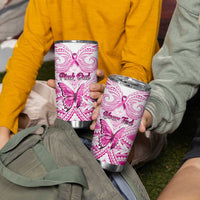 Personalised Pink Out Tumbler Cup Breast Cancer Awareness Polynesian Pattern White Version LT01 - Polynesian Pride