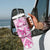 Personalised Pink Out Tumbler With Handle Breast Cancer Awareness Polynesian Pattern White Version