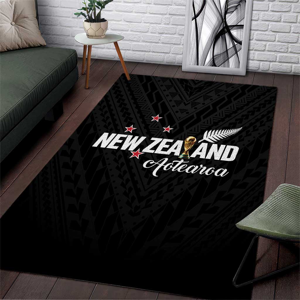 Football New Zealand Area Rug Aotearoa United Black Version - Polynesian Pride