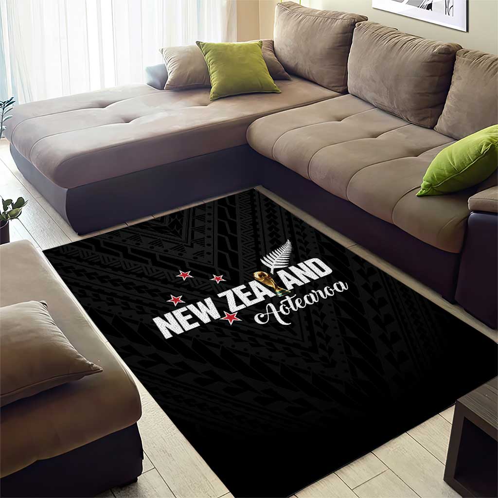 Football New Zealand Area Rug Aotearoa United Black Version - Polynesian Pride