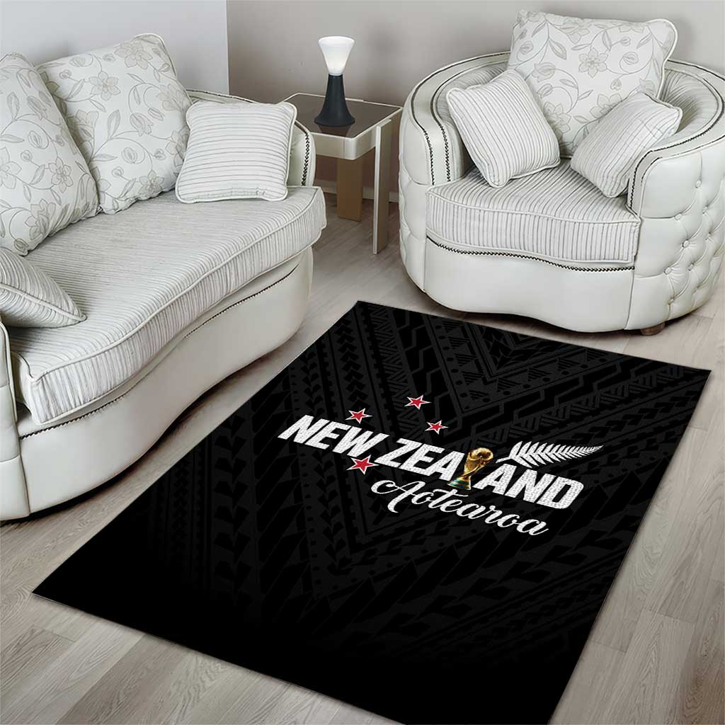 Football New Zealand Area Rug Aotearoa United Black Version - Polynesian Pride