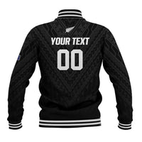Custom Football New Zealand Baseball Jacket Aotearoa United Black Version - Polynesian Pride