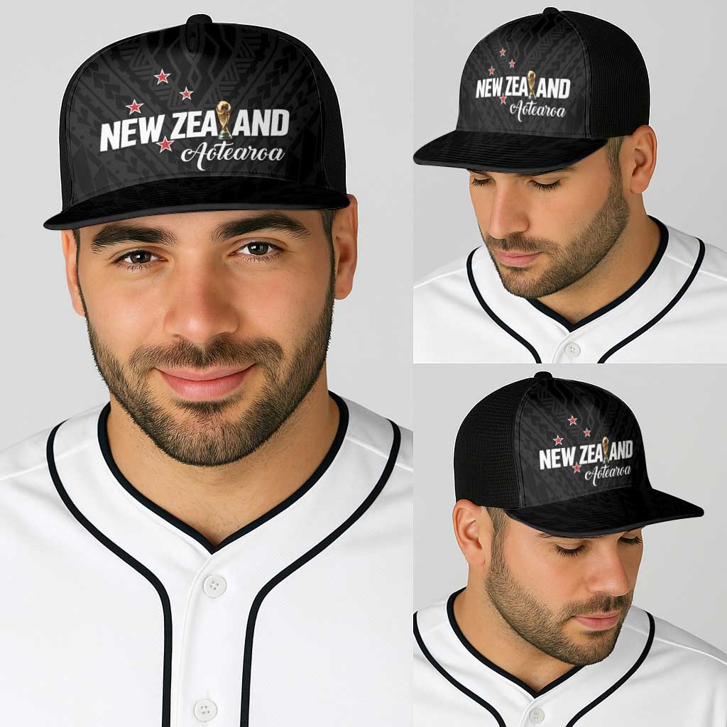 Football New Zealand Baseball Net Cap Aotearoa United Black Version - Polynesian Pride