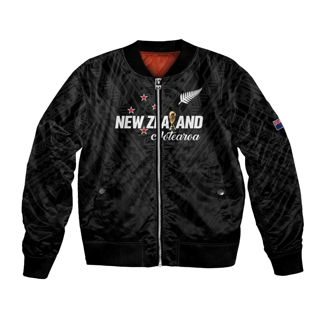 Custom Football New Zealand Bomber Jacket Aotearoa United Black Version - Polynesian Pride