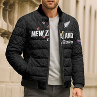 Custom Football New Zealand Bomber Puffer Jacket Aotearoa United Black Version - Polynesian Pride