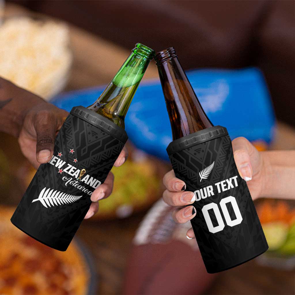 Custom Football New Zealand 4 in 1 Can Cooler Tumbler Aotearoa United Black Version - Polynesian Pride