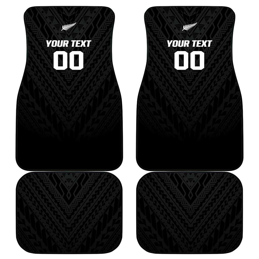 Custom Football New Zealand Car Mats Aotearoa United Black Version - Polynesian Pride