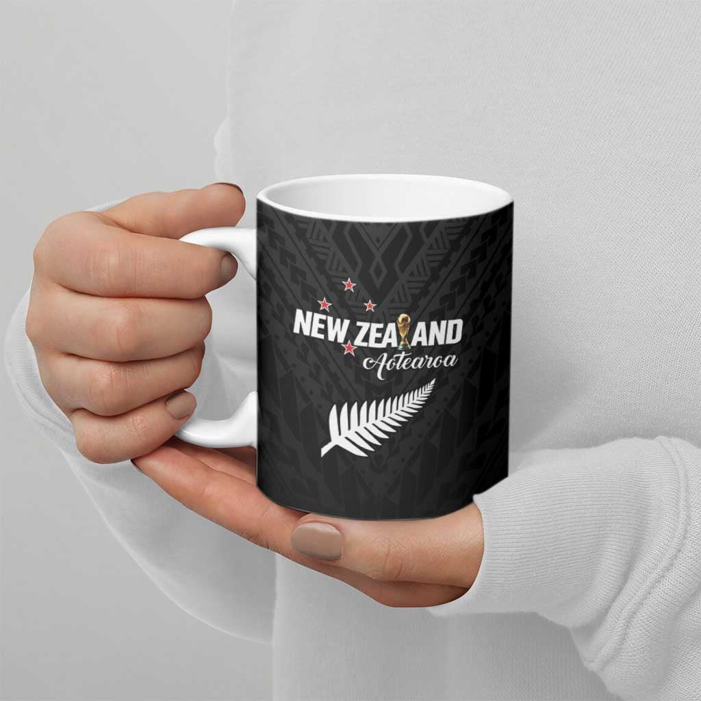 Custom Football New Zealand Ceramic Mug Aotearoa United Black Version - Polynesian Pride