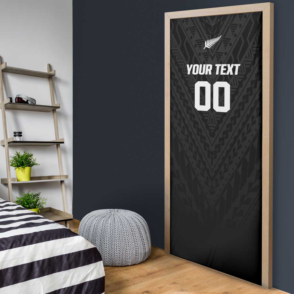 Custom Football New Zealand Door Cover Aotearoa United Black Version - Polynesian Pride