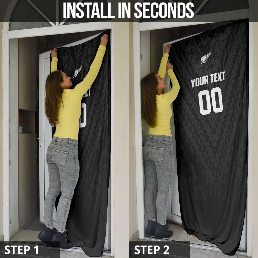 Custom Football New Zealand Door Cover Aotearoa United Black Version - Polynesian Pride