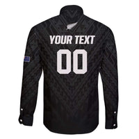 Custom Football New Zealand Family Matching Off The Shoulder Long Sleeve Dress and Hawaiian Shirt Aotearoa United Black Version - Polynesian Pride