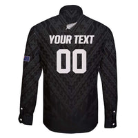 Custom Football New Zealand Family Matching Puletasi and Hawaiian Shirt Aotearoa United Black Version - Polynesian Pride
