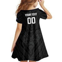 Custom Football New Zealand Family Matching Tank Maxi Dress and Hawaiian Shirt Aotearoa United Black Version - Polynesian Pride