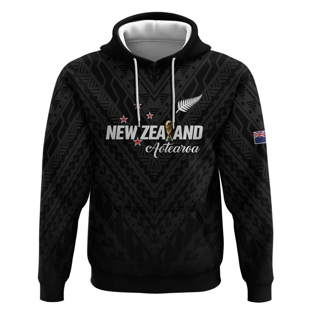 Custom Football New Zealand Hoodie Aotearoa United Black Version - Polynesian Pride