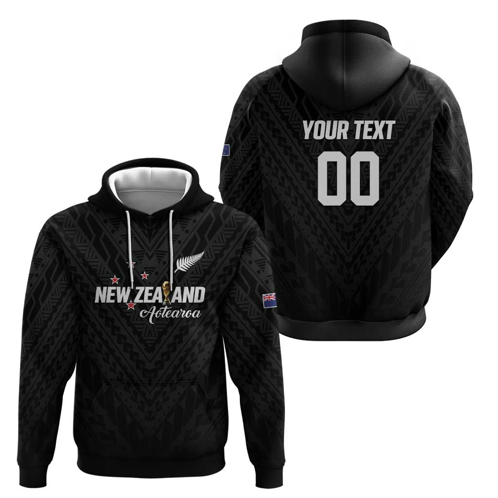 Custom Football New Zealand Hoodie Aotearoa United Black Version - Polynesian Pride