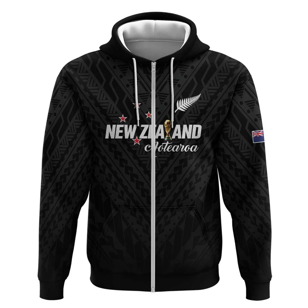 Custom Football New Zealand Hoodie Aotearoa United Black Version - Polynesian Pride