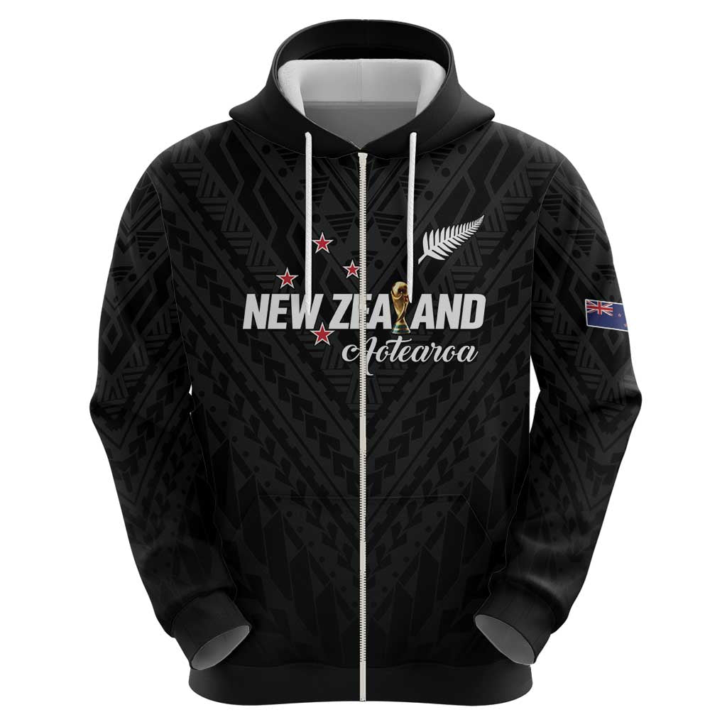 Custom Football New Zealand Hoodie Aotearoa United Black Version - Polynesian Pride