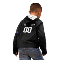 Custom Football New Zealand Kid Hoodie Aotearoa United Black Version - Polynesian Pride