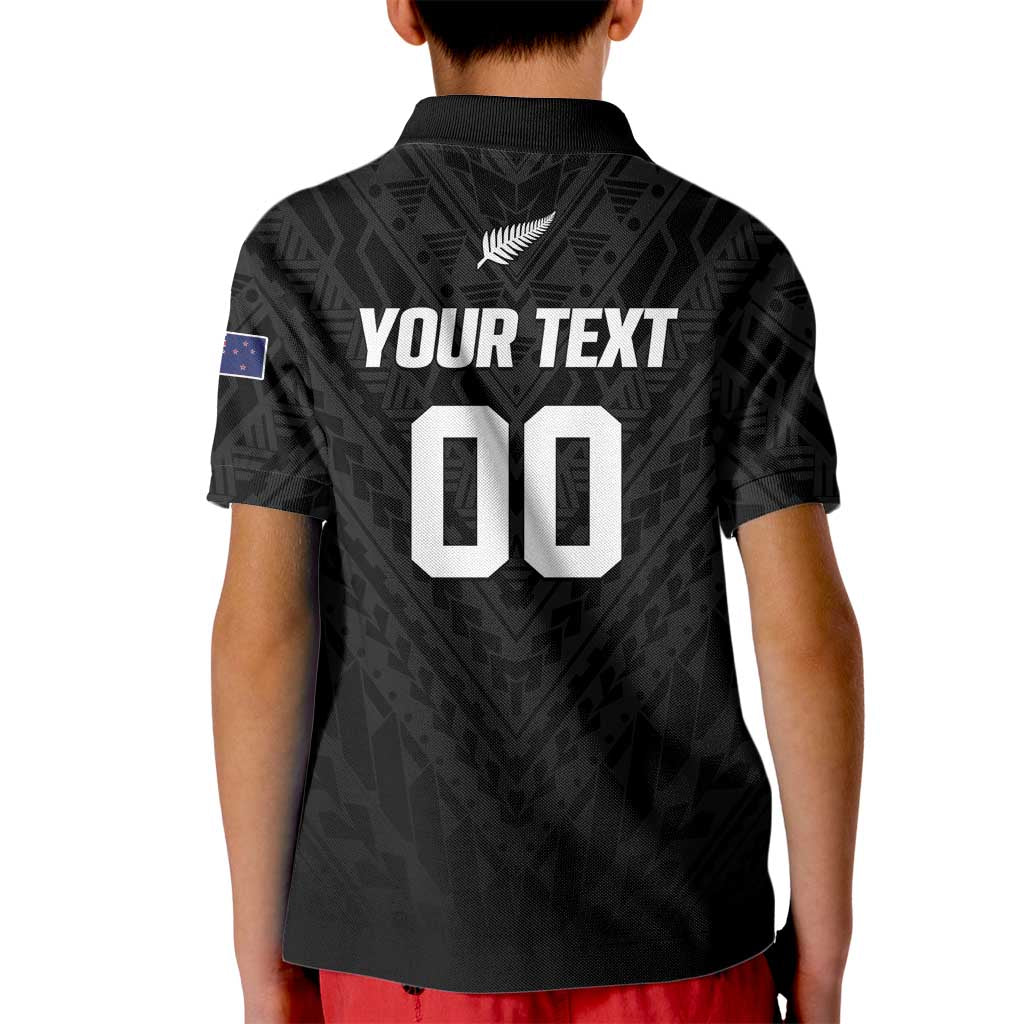 Custom Football New Zealand Kid Polo Shirt Aotearoa United Black Version - Polynesian Pride