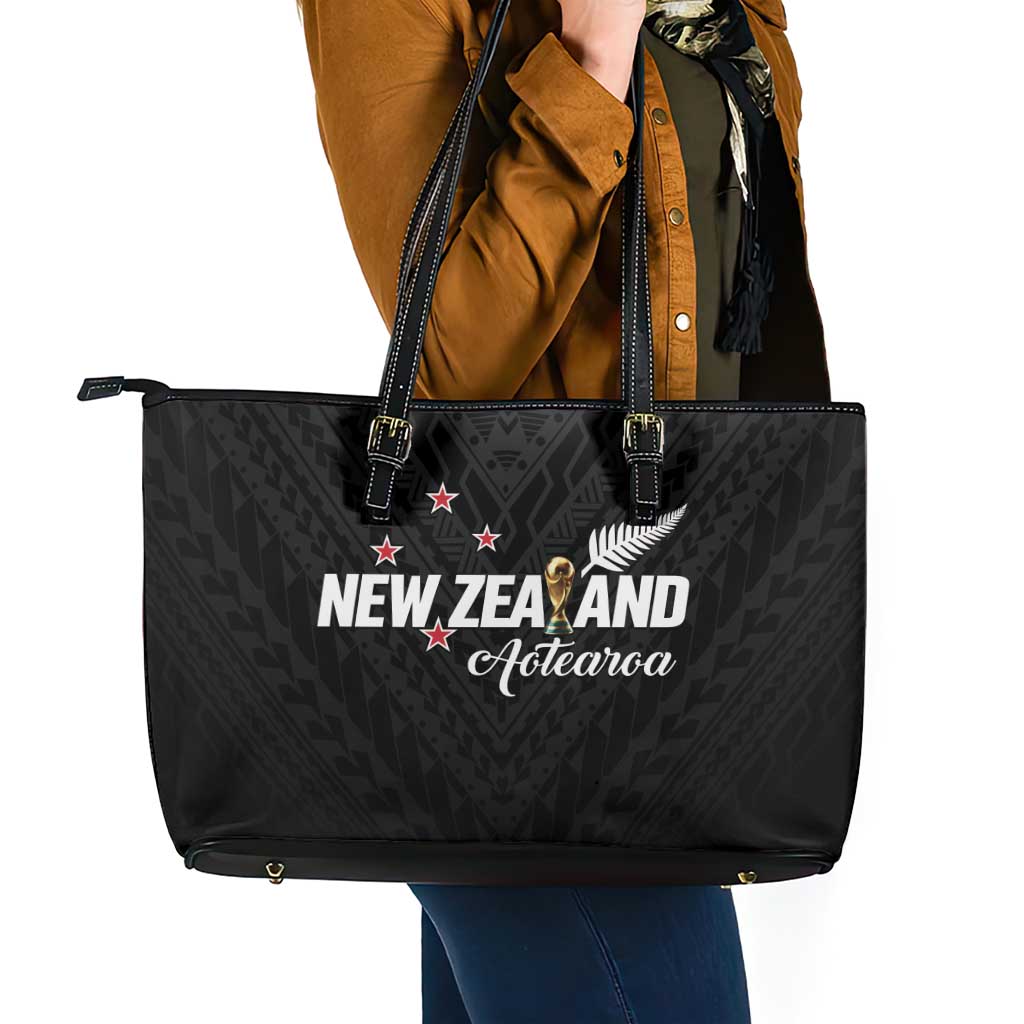Football New Zealand Leather Tote Bag Aotearoa United Black Version - Polynesian Pride