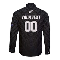 Custom Football New Zealand Long Sleeve Button Shirt Aotearoa United Black Version - Polynesian Pride