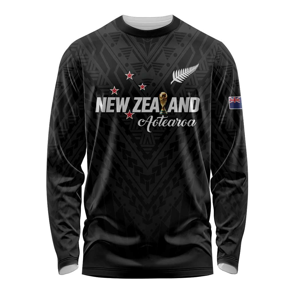 Custom Football New Zealand Long Sleeve Shirt Aotearoa United Black Version - Polynesian Pride