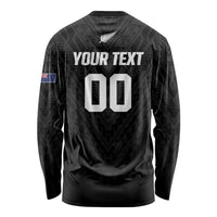 Custom Football New Zealand Long Sleeve Shirt Aotearoa United Black Version - Polynesian Pride